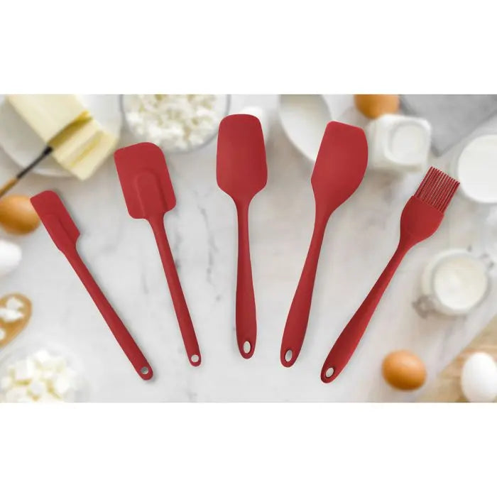 Mrs. Andeson's Baking Silicone Slim Spatula, Red, 10in